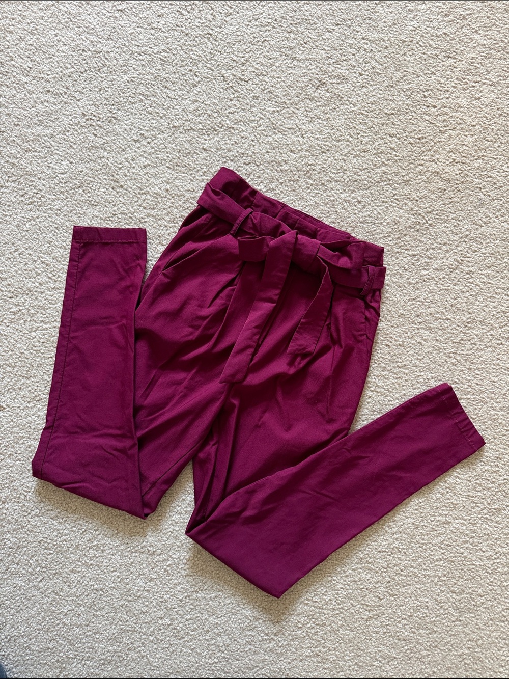 🚨Price Drop🚨 NWOT High-Waist Paperbag Trousers in Deep Berry